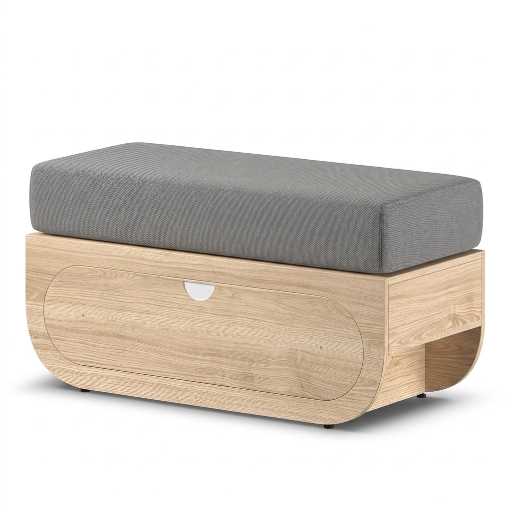 Banc Naggura Rooms IKON Bench S Oak avec coussin et tiroir