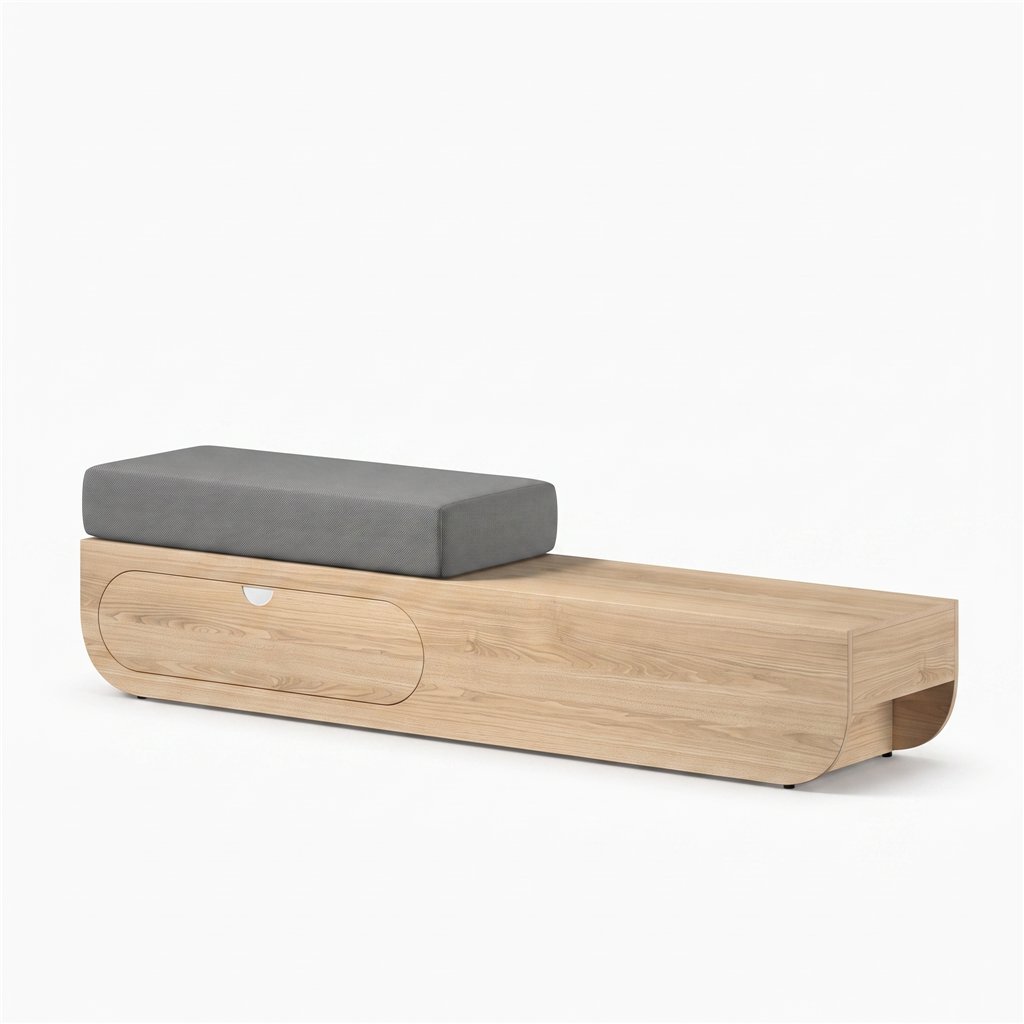Banco de espera Naggura Rooms IKON Bench L Individual roble
