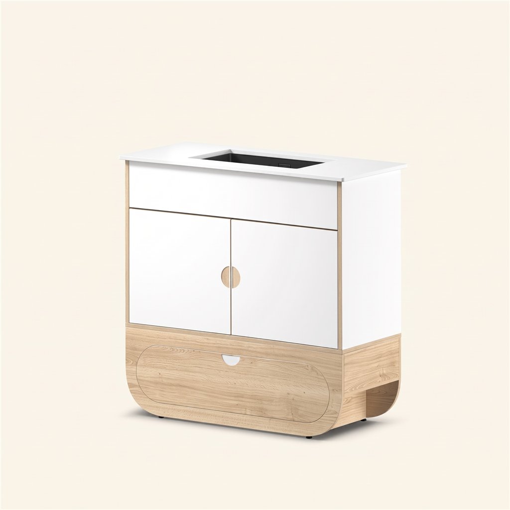 Módulo de higiene Naggura IKON Hygiene S Inox Oak con lavabo inox