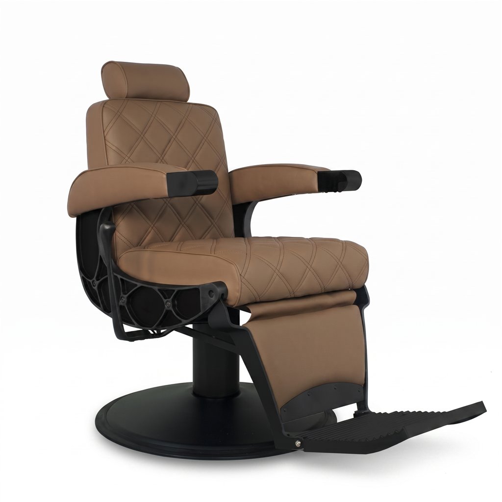 Poltrona da barbiere HAWK Brown MUDI con pompa idraulica
