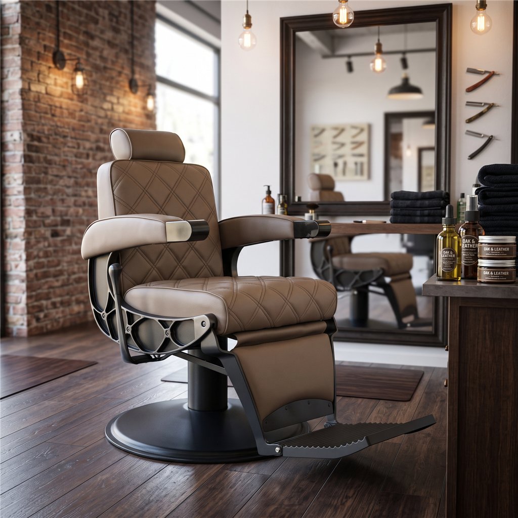 HAWK Brown MUDI barber chair with hydraulic pump