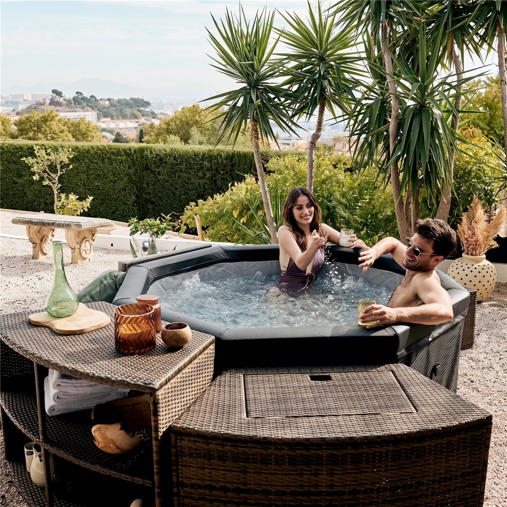 Spa portátil semirrígido NetSpa OCTOPUS 6 plazas con kit de muebles