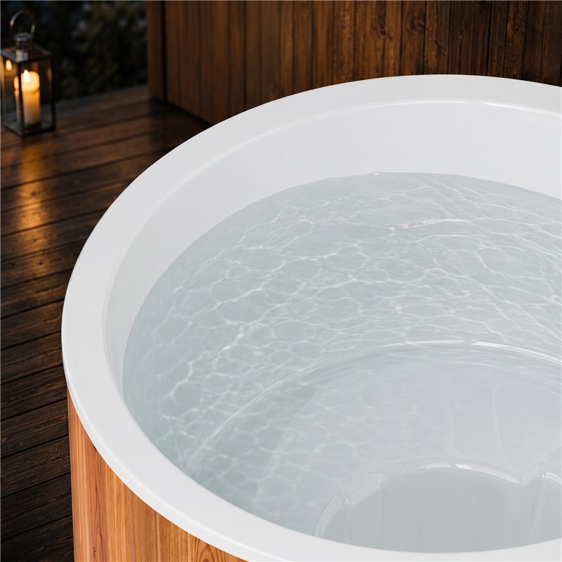 Detail of the water in the shell of the Holl's Olma Nordic hot tub