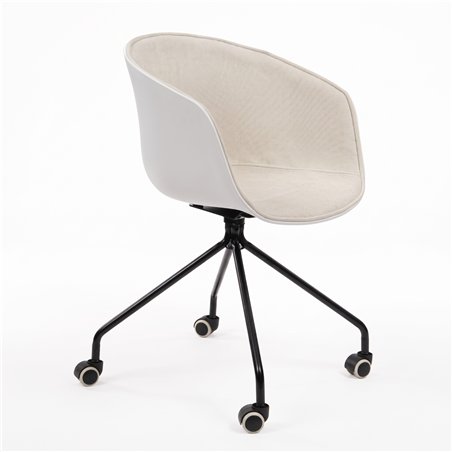 Weißer Drehstuhl Cute Wheels mit Rollen von ID Italian Design