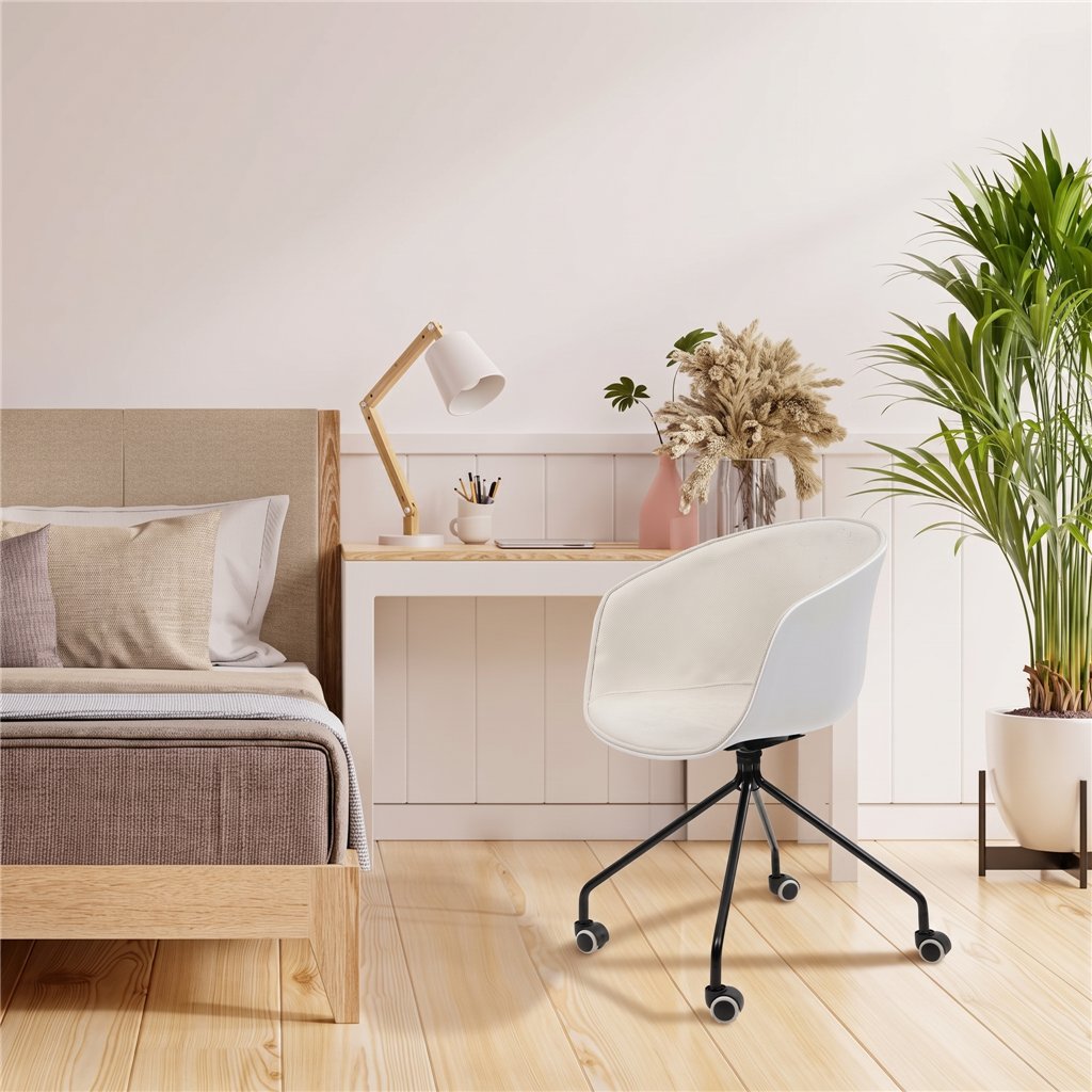 Chaise pivotante blanche Cute Wheels à roulettes ID Italian Design