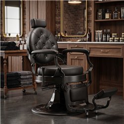 Sillón de barbería MUDI LARRY BLACK negro
