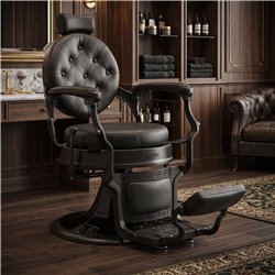 Sillón de barbería MUDI LARRY BLACK negro