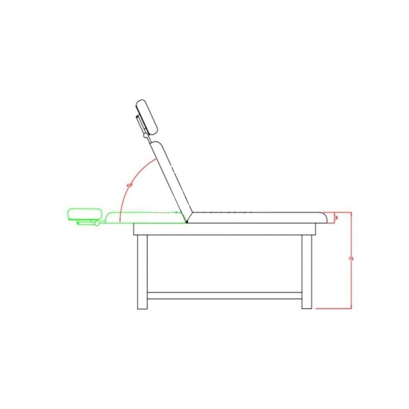 Table de spa Weelko à deux sections avec rangement et tête multipositions -Weelko -Tables et fauteuils de pédicurie