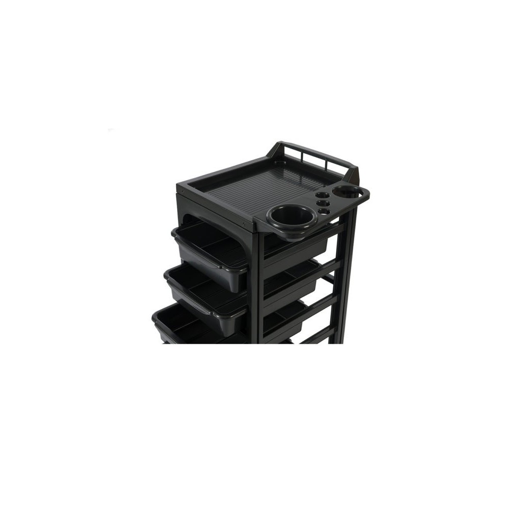 Carrito de peluquería Hope 5 cajones con bandeja lateral negro - Weelko
