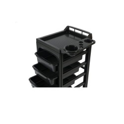 Carrito de peluquería Hope 5 cajones con bandeja lateral negro - Weelko