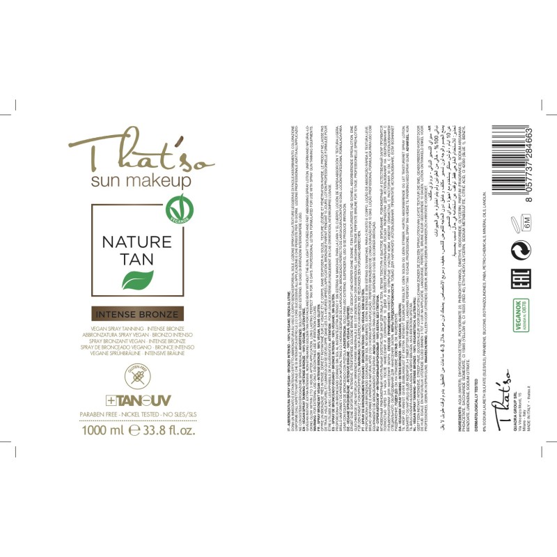 That´so Vegan - 10% di DHA Abbronzatura Spray Make-up 1 litro -Thatśo -Spray autoabbronzante DHA