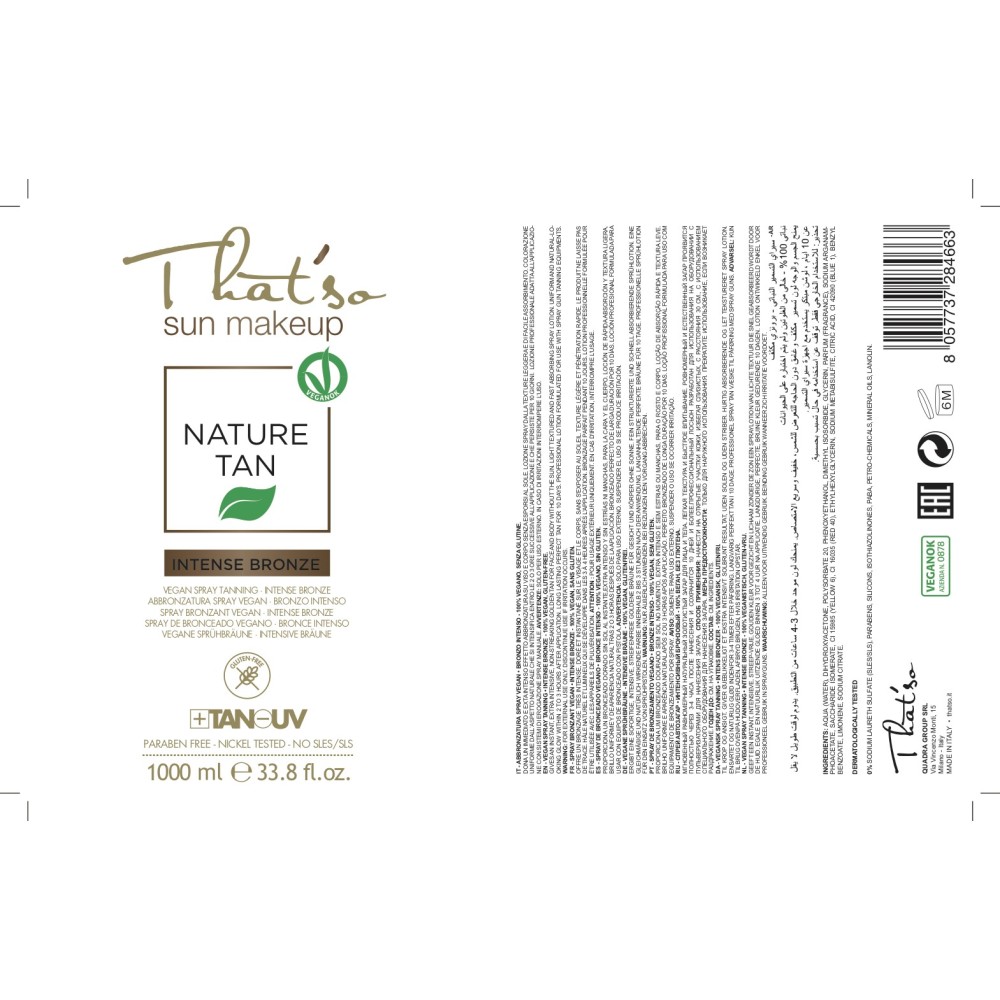 Thatśo - Spray de Bronzage Vegan 10% DHA 1 Litre -Thatśo -Spray autobronzant DHA