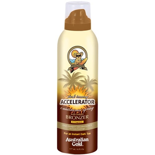 Accelerator Dark Tanning Cont. spray w/bronzer - Sunscreens - Australian Gold