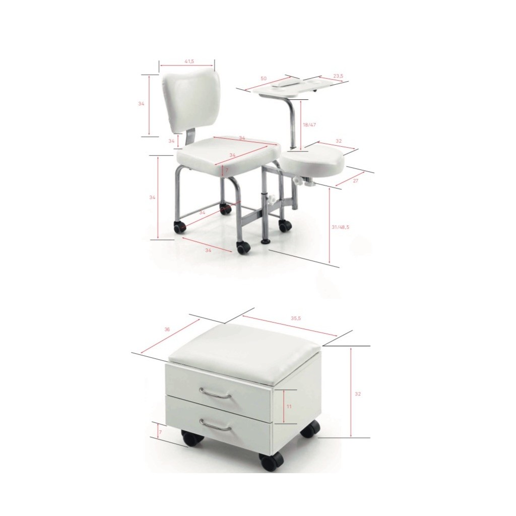 Tendy manicure and pedicure chair with storage drawers - Weelko