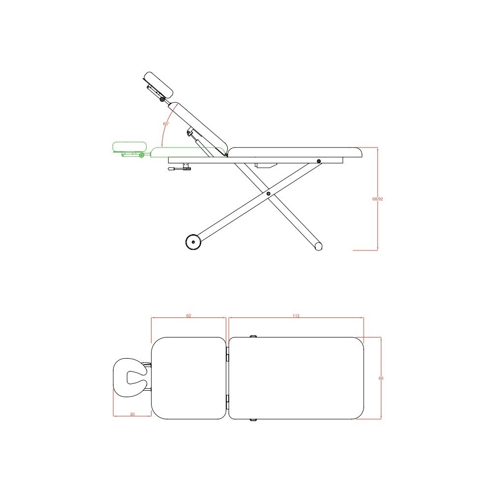 Weelko Latis Elektrische Massageliege PVC 1 Motor, Höhenverstellbar -Weelko -Kosmetikliegen und -sessel