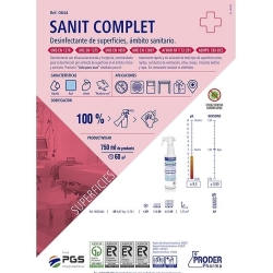 Sanit COMPLET Proder limpeza e desinfeção virucida pronto a usar (RTU) spray 750 ml