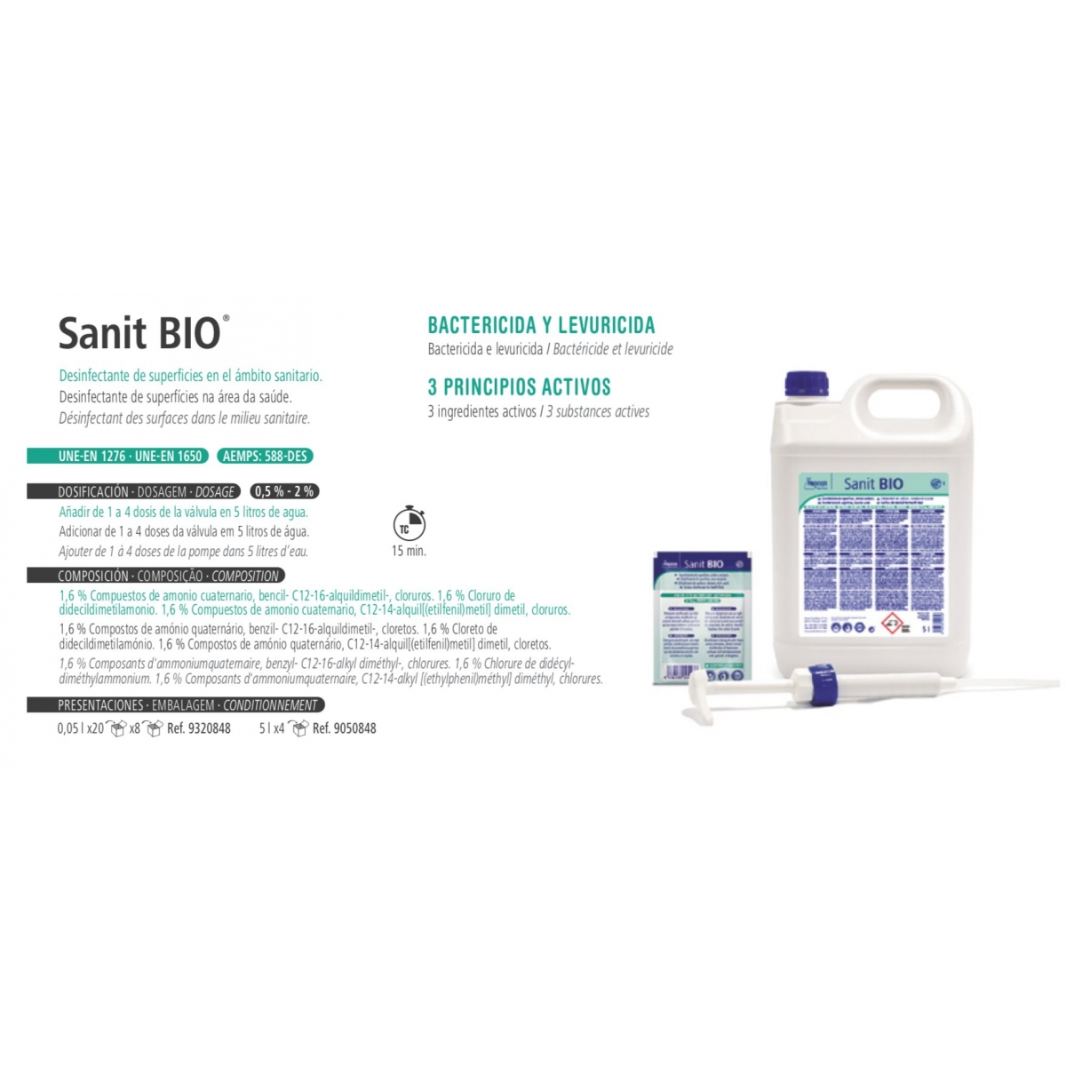 Sanit BIO Higienizante especial solariums NEW - 20 sobres de 0,05L