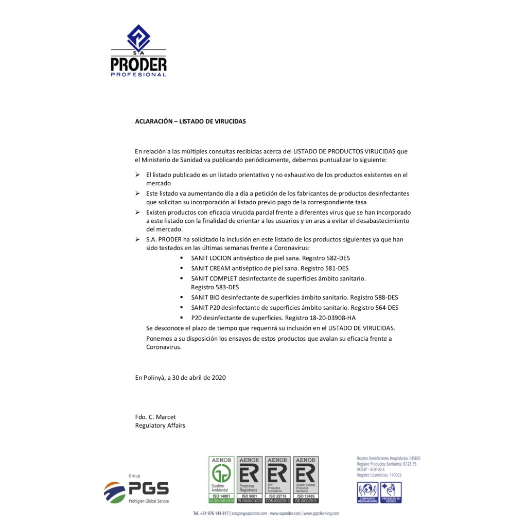 Sanit BIO Proder Desinfetante de superfícies para solários 20 sobres monodoses de 0,05 L