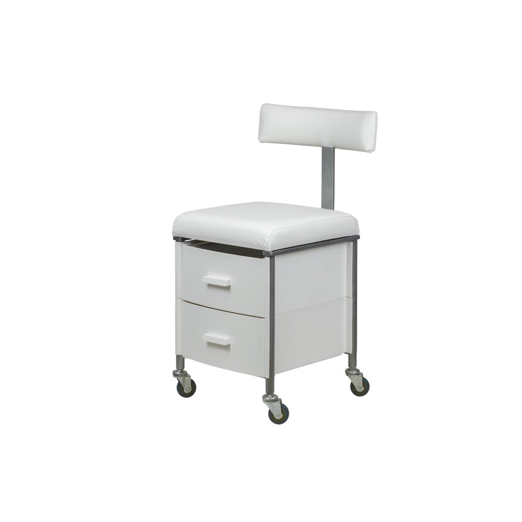 Sgabello pedicure con schienale e cassetti personalizzabili, ruote rinforzate - i-Medstetic