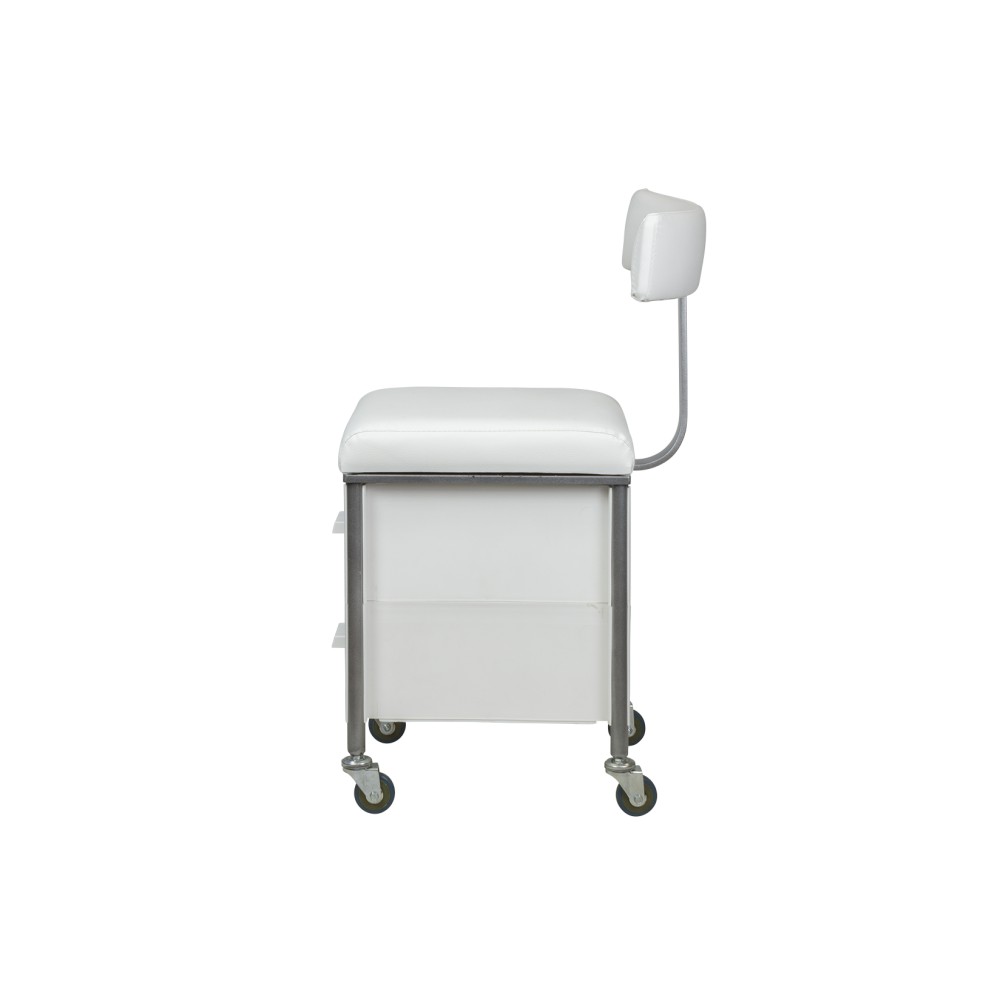 Taburete Plus Pedicura con Respaldo y Cajones Personalizables -i-Medstetic -Taburetes Estética