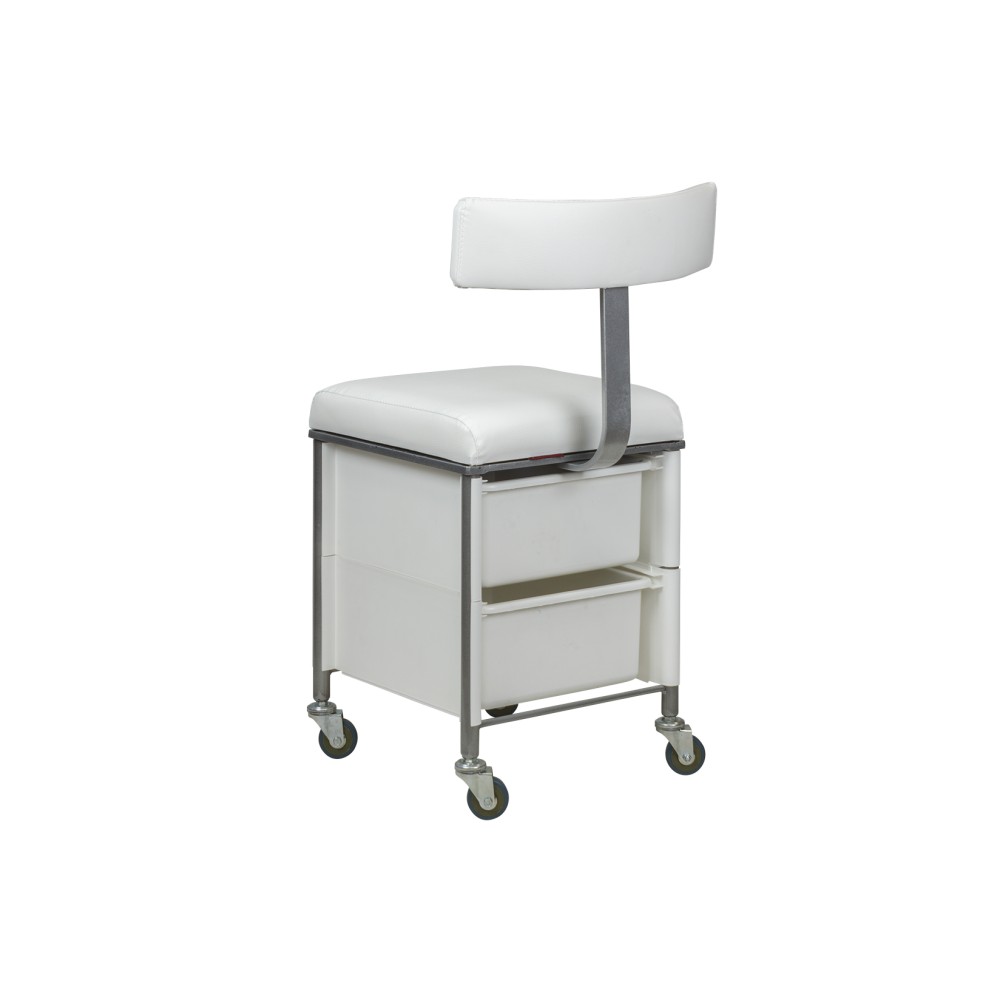 Taburete Plus Pedicura con Respaldo y Cajones Personalizables -i-Medstetic -Taburetes Estética