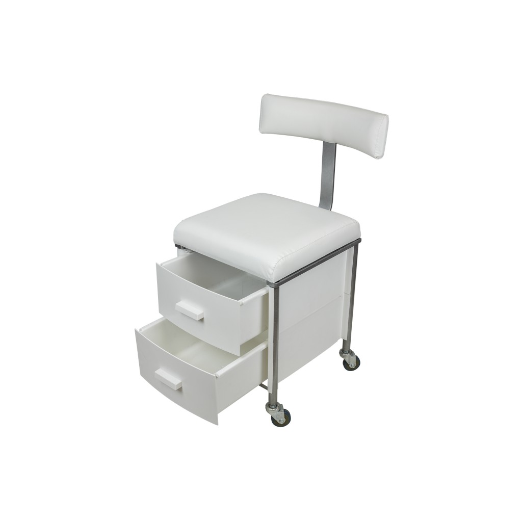 Tabouret à roulettes de pédicure Plus avec dossier ergonomique et tiroirs personnalisables i-Medstetic