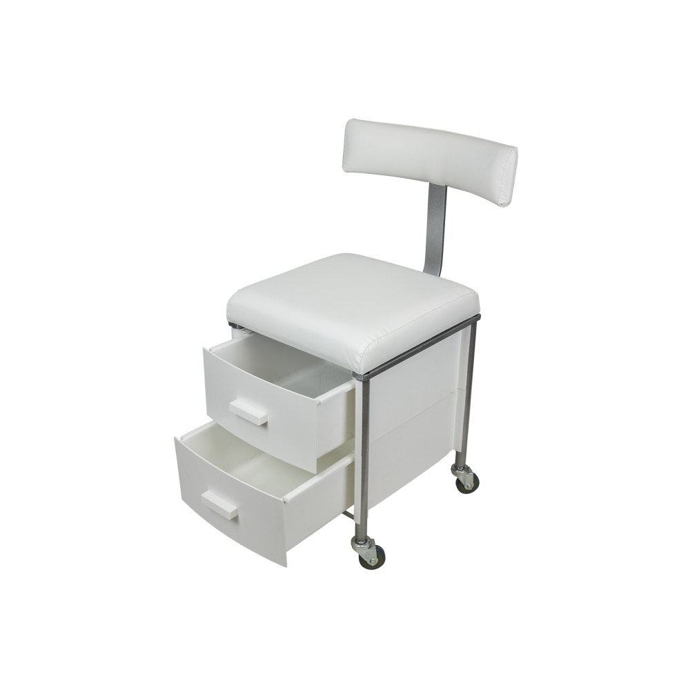 Taburete Plus Pedicura con Respaldo y Cajones Personalizables -i-Medstetic -Taburetes Estética
