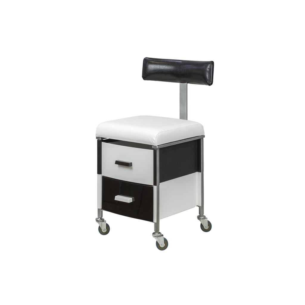 Sgabello pedicure con schienale e cassetti personalizzabili, ruote rinforzate - i-Medstetic