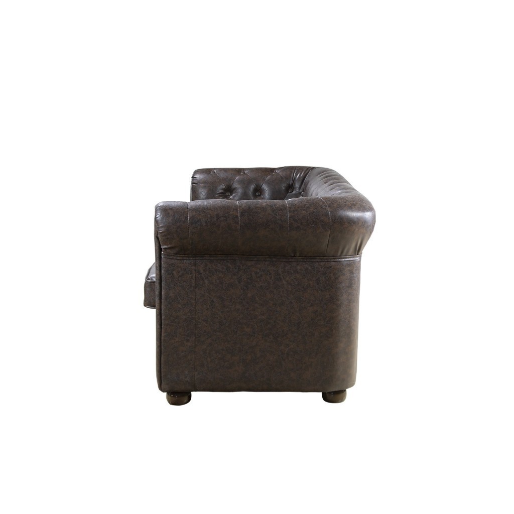 Sedia attesa Chester 3 posti marrone capitonné pelle sintetica PU struttura in legno massiccio - I-medStetic Premium