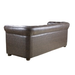 Sedia attesa Chester 3 posti marrone capitonné pelle sintetica PU struttura in legno massiccio - I-medStetic Premium