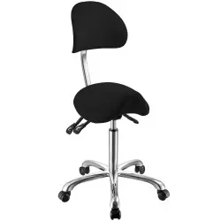 Taburete ergonómico Weelko Attrazione Black con respaldo y ruedas -Weelko -Taburetes Estética