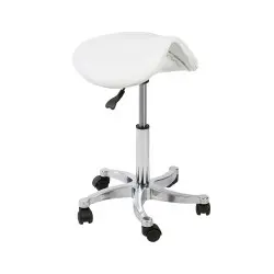 Taburete Circe ergonómico regulable con base cromada y ruedas -i-Medstetic -Taburetes Estética