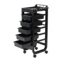 Chariot de coiffure Weelko Hope Cart Black avec 5 tiroirs amovibles -Weelko -Chariots de barbier