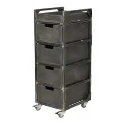 NeoBeauty Brixton Barber Cart: 4 Drawers, Swivel Wheels, Gray -NeoBeauty -Carber carts