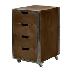 NeoBeauty City Barber Cart Brown - Multifunctional, vintage metal frame, plywood drawers, rubber wheels with brakes. -NeoBeau...
