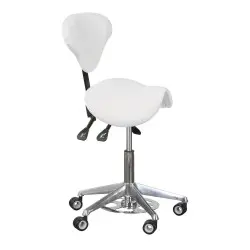 Taburete ergonómico Bernice con asiento de montar y respaldo triangular -Weelko -Taburetes Estética