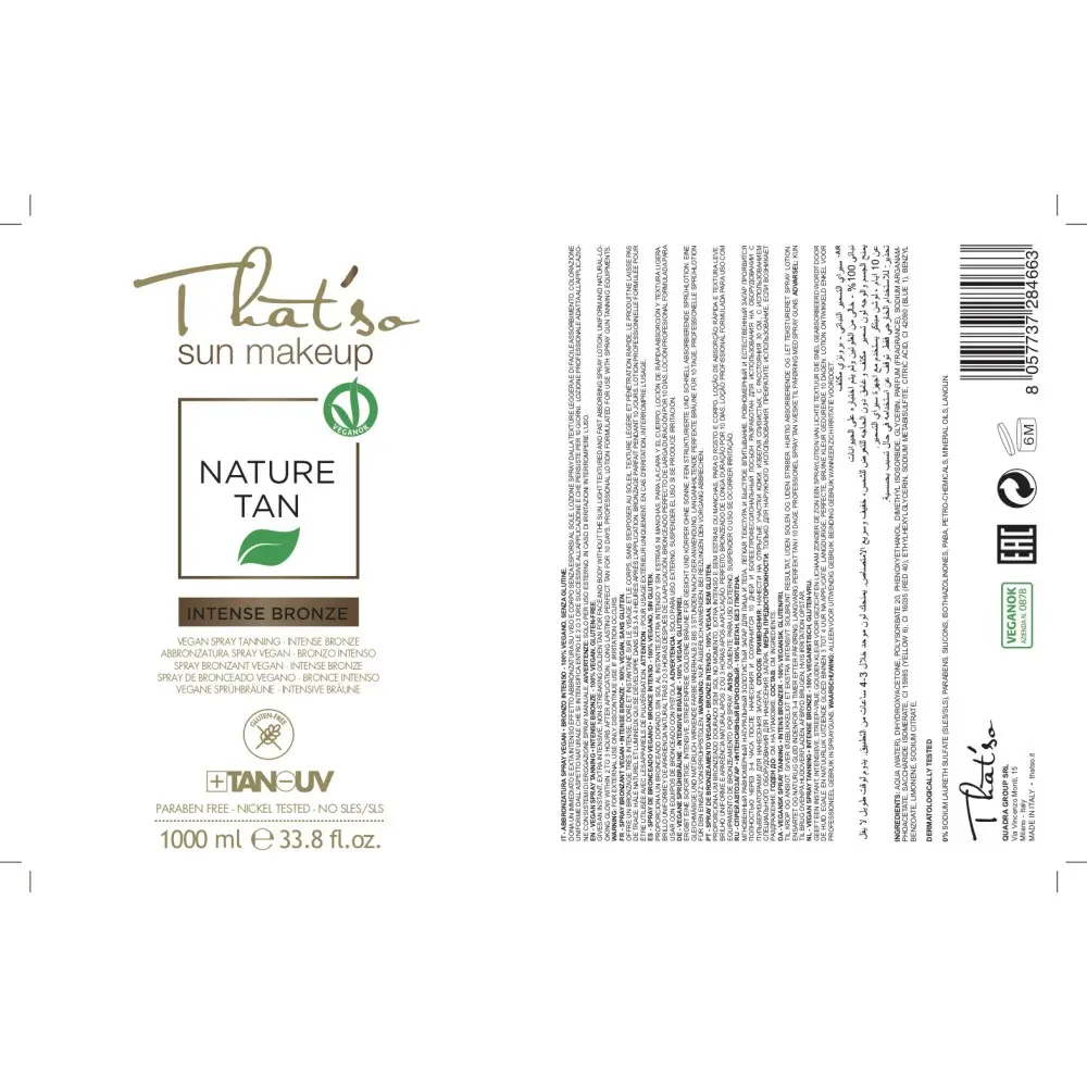 That´so Vegan - 10% di DHA Abbronzatura Spray Make-up 1 litro -Thatśo -Spray autoabbronzante DHA