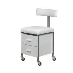 Taburete Plus Pedicura con Respaldo y Cajones Personalizables -i-Medstetic -Taburetes Estética
